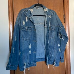 Distressed Graphic Denim Jacket